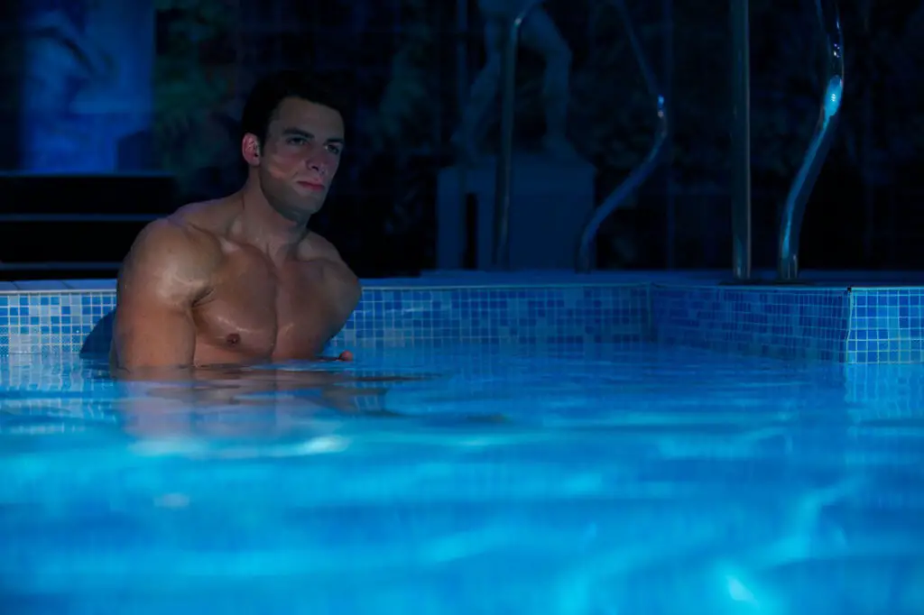 A man in the pool of Euro Men's Club Gay Sauna in Paris 