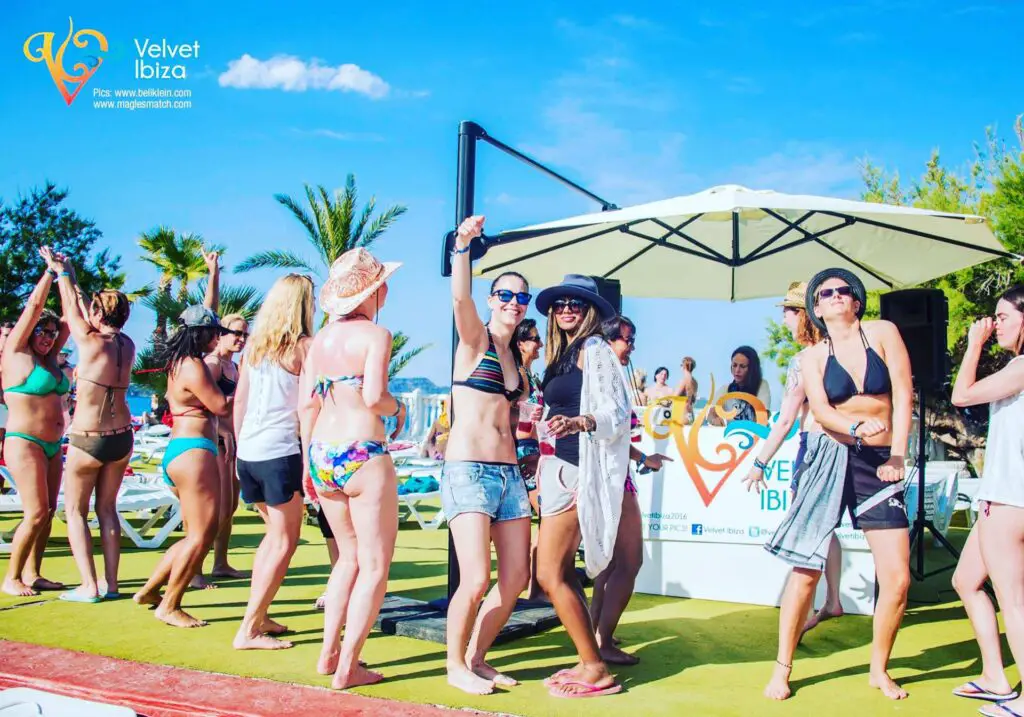 A Group of women having fun in the Velvet Ibiza Lesbian Festival.