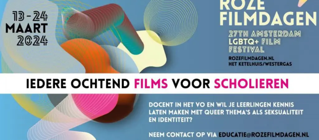 Roze Filmdagen Queer Film Festival in Amasterdam Banner.